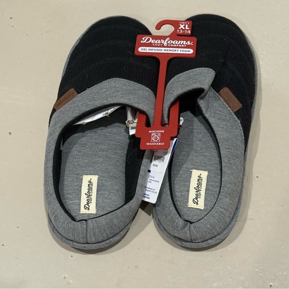 Dearfoams Men's Black Cozy Comfort Slippers Size XL 13-14 no sweat memory foam - Picture 1 of 7